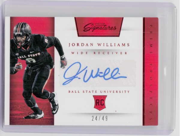 2016 Panini Prime Signatures Jordan Williams Red AU SN49 #238 Cardinals