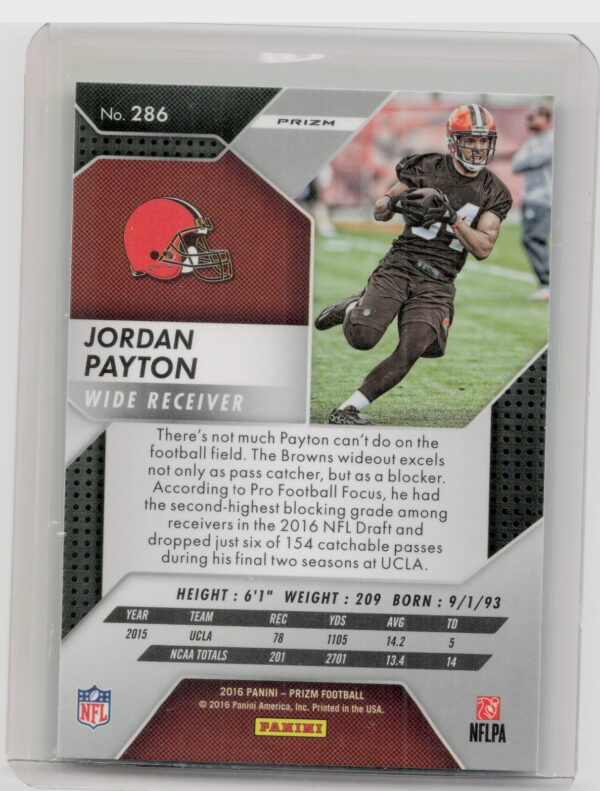 2016 Panini Prizm Jordan Payton Prizm #286 Browns - Image 3