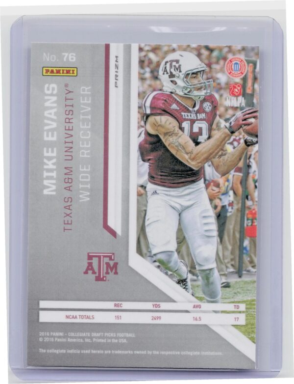 2016 Prizm Collegiate Draft Picks Mike Evans Prizms Red #76 Aggies - Image 3