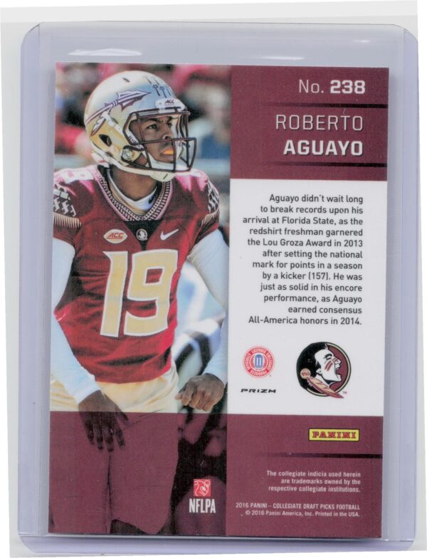 2016 Prizm Collegiate Draft Picks Roberto Aguayo Prizms Red #238 Seminoles - Image 3