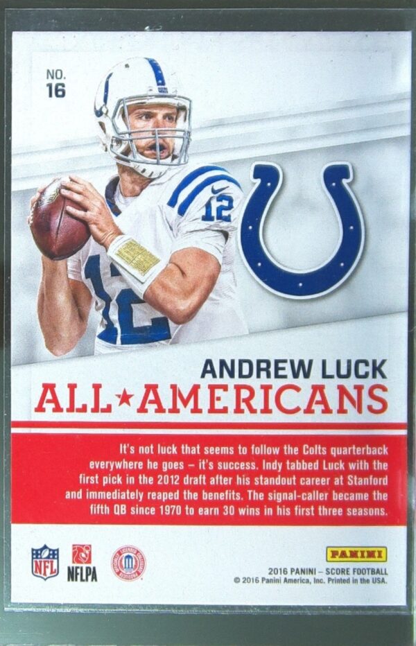 2016 Score Andrew Luck #16 Colts All Americans Gold - Image 3