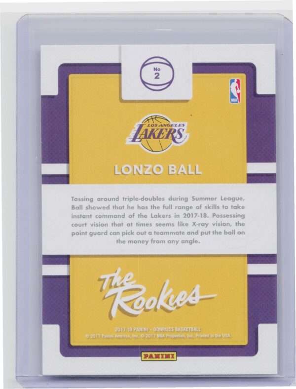 2017-18 Donruss Lonzo Ball #2 Lakers The Rookies - Image 3