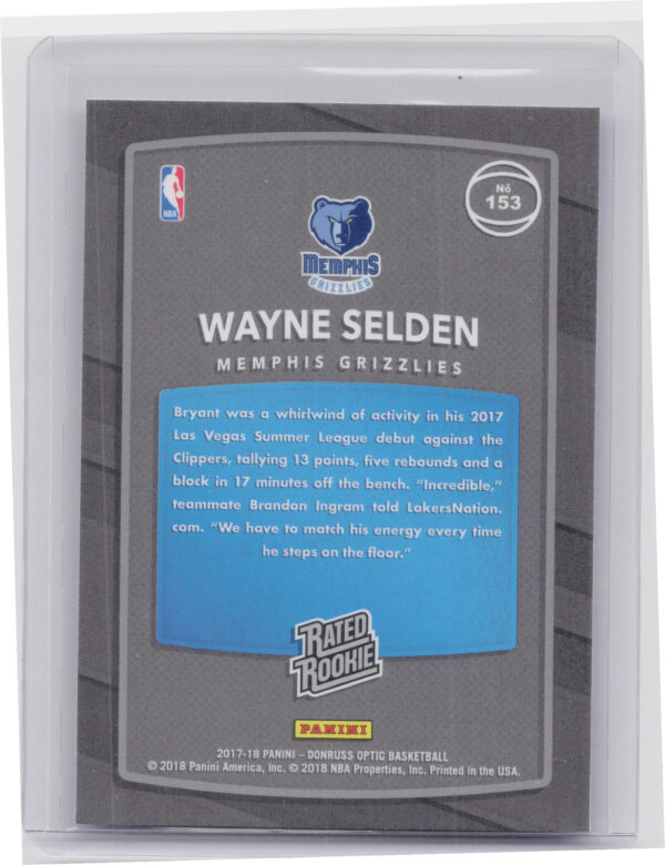 2017-18 Donruss Optic Wayne Selden RC #153 Grizzlies - Image 3