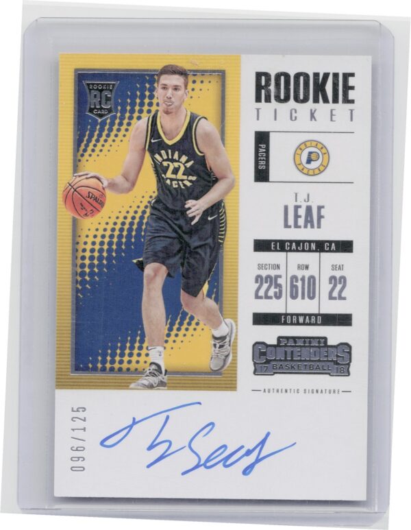 2017-18 Panini Contenders T.J. Leaf AU SN125 #118 Pacers
