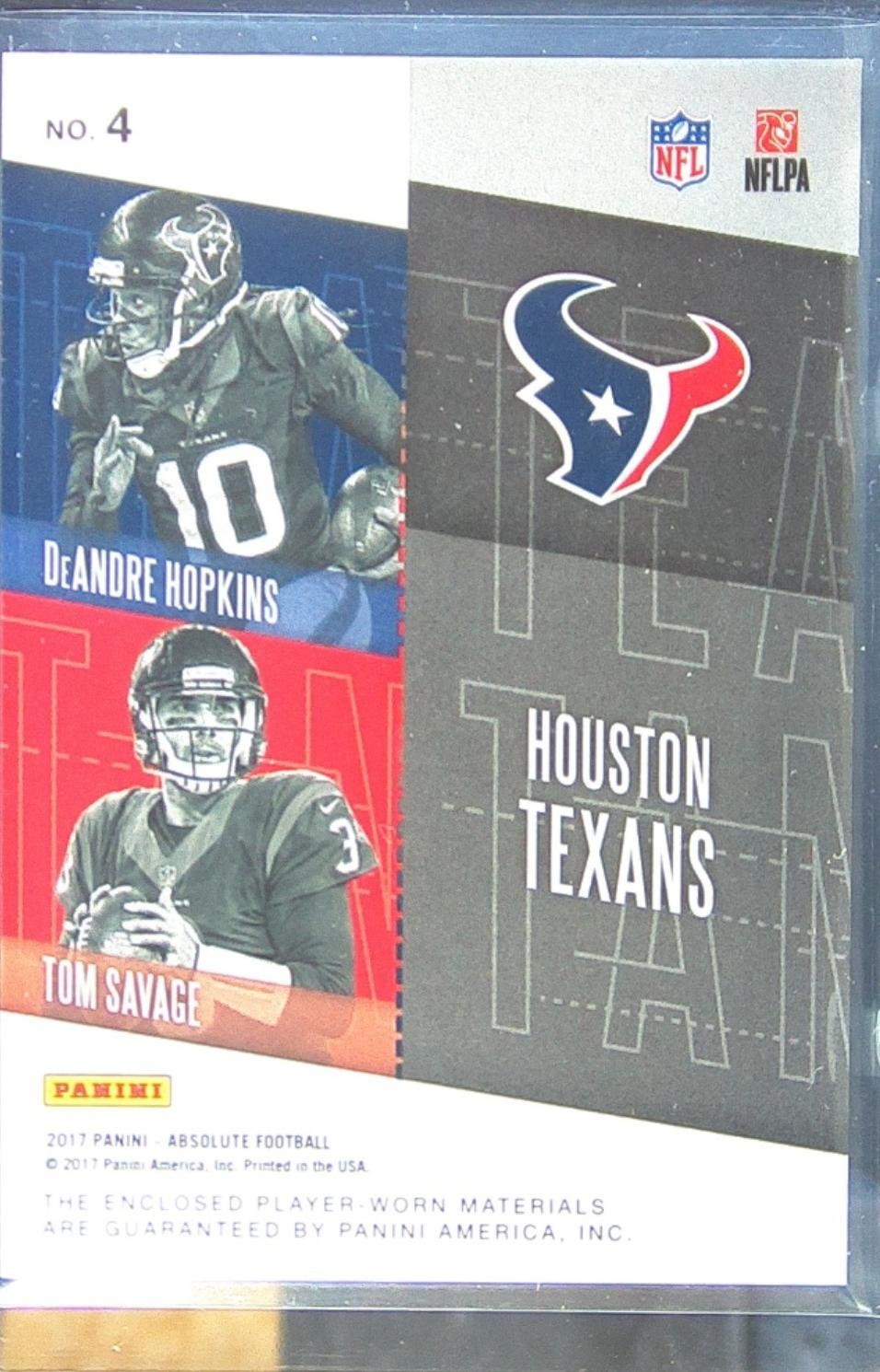 2017 Absolute DeAndre Hopkins / Tom Savage /99 JSY #4 Texans Team Tandem Duals - Image 3