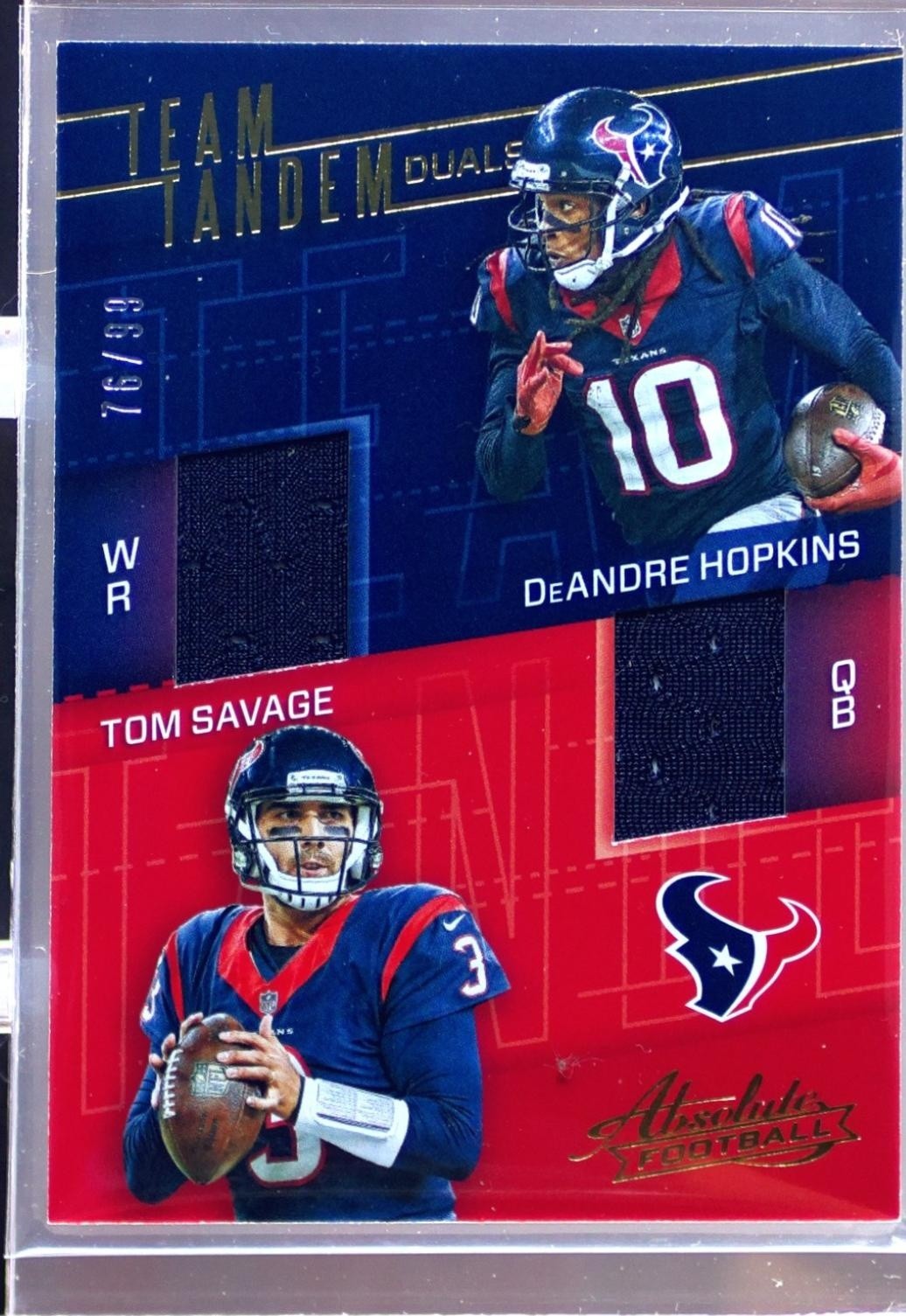 2017 Absolute DeAndre Hopkins / Tom Savage /99 JSY #4 Texans Team Tandem Duals