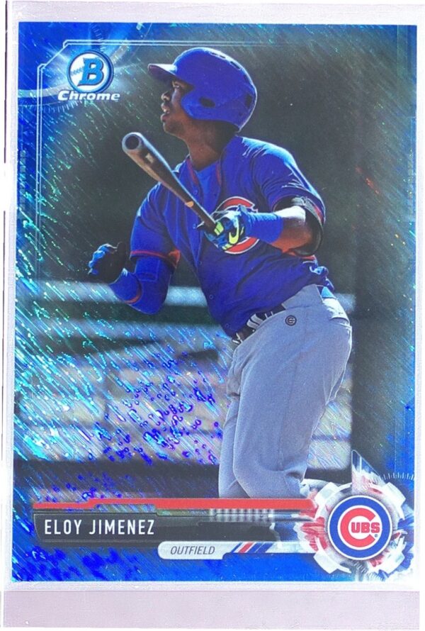 2017 Bowman Eloy Jimenez #BCP50 Cubs Chrome Prospects Blue Shimmer