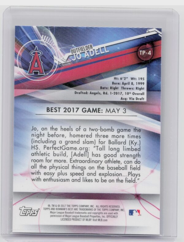 2017 Bowman's Best Jo Adell #TP-4 Angels Top Prospects - Image 3