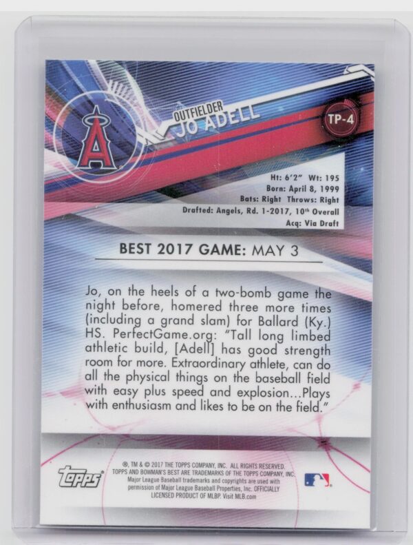 2017 Bowman's Best Jo Adell #TP-4 Angels Top Prospects - Image 3