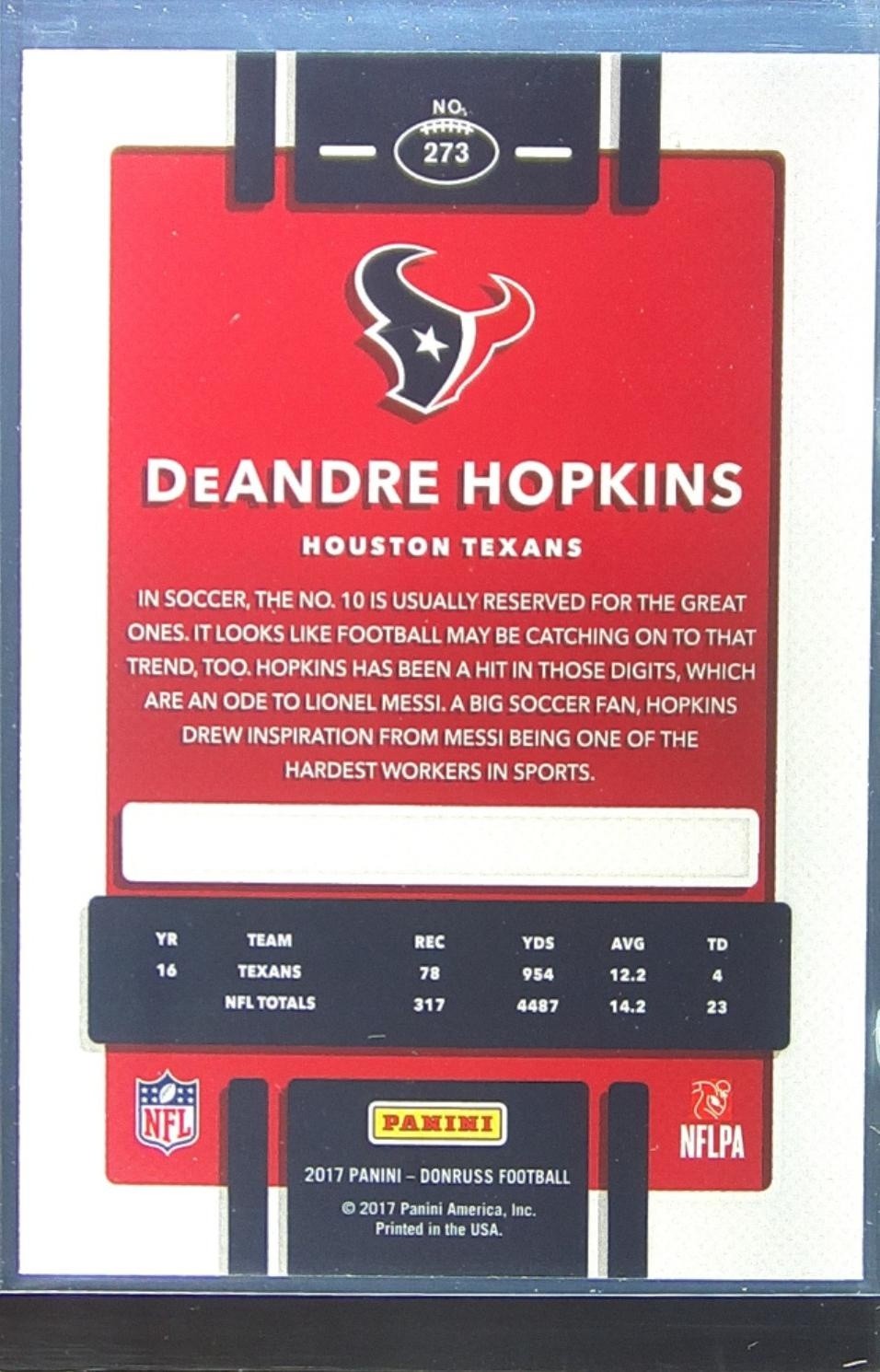 2017 Donruss DeAndre Hopkins Press Proof Red #273 Texans - Image 3