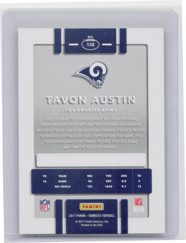 2017 Donruss Tavon Austin Press Proof Gold /50 #138 Rams - Image 3