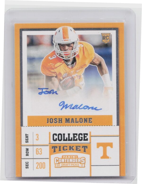 2017 Panini Contenders Draft Picks Josh Malone AU #257 Volunteers