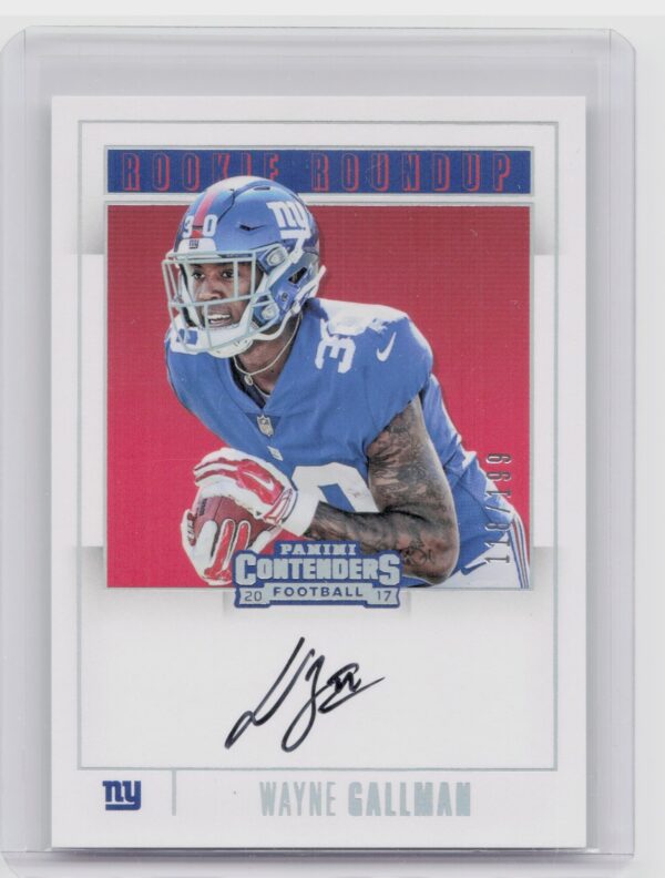 2017 Panini Contenders Wayne Gallman AU SN199 #RR-WG Giants Rookie Roundup Autog