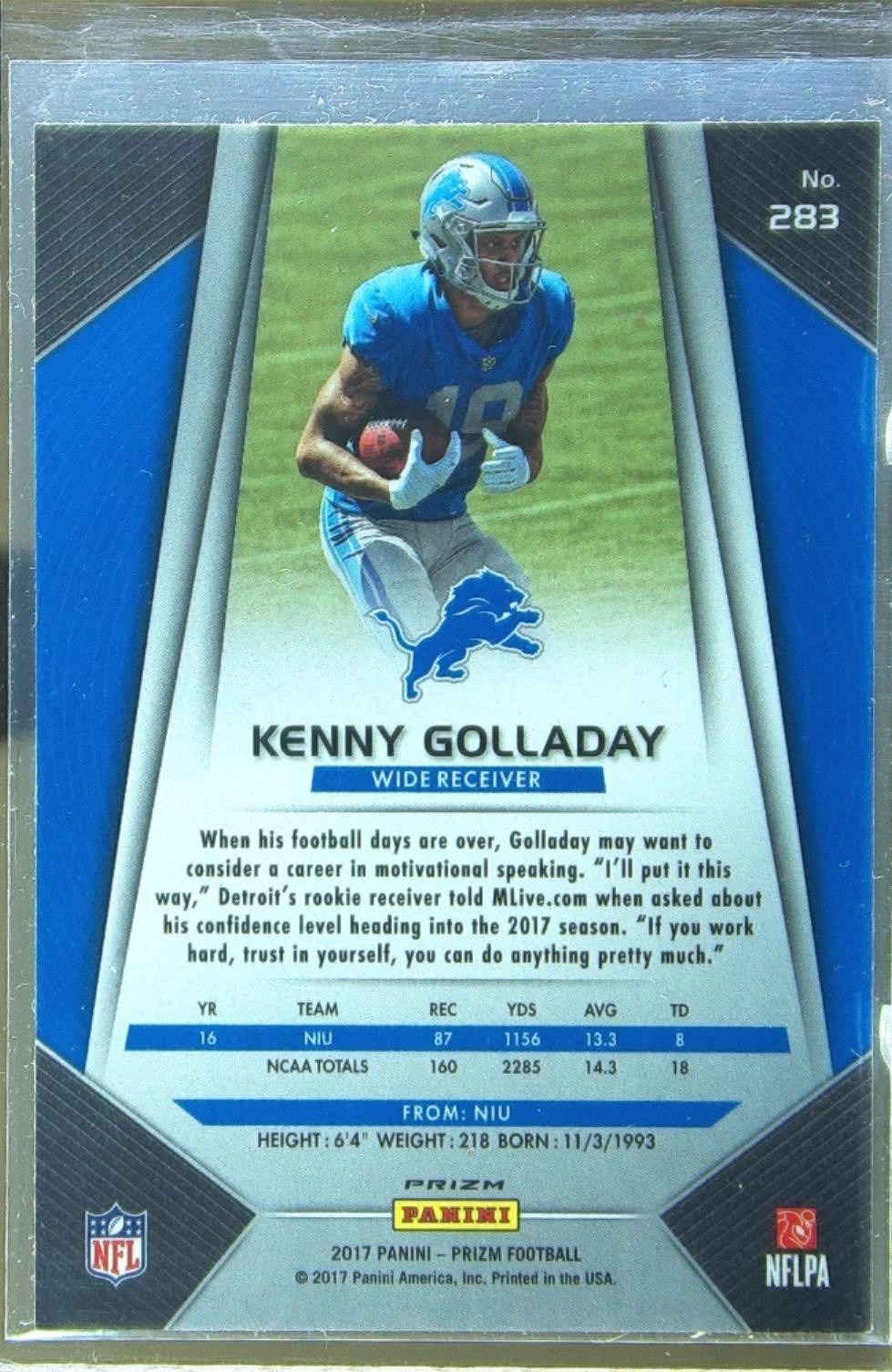 2017 Prizm Kenny Golladay Prizm #283 Lions - Image 3