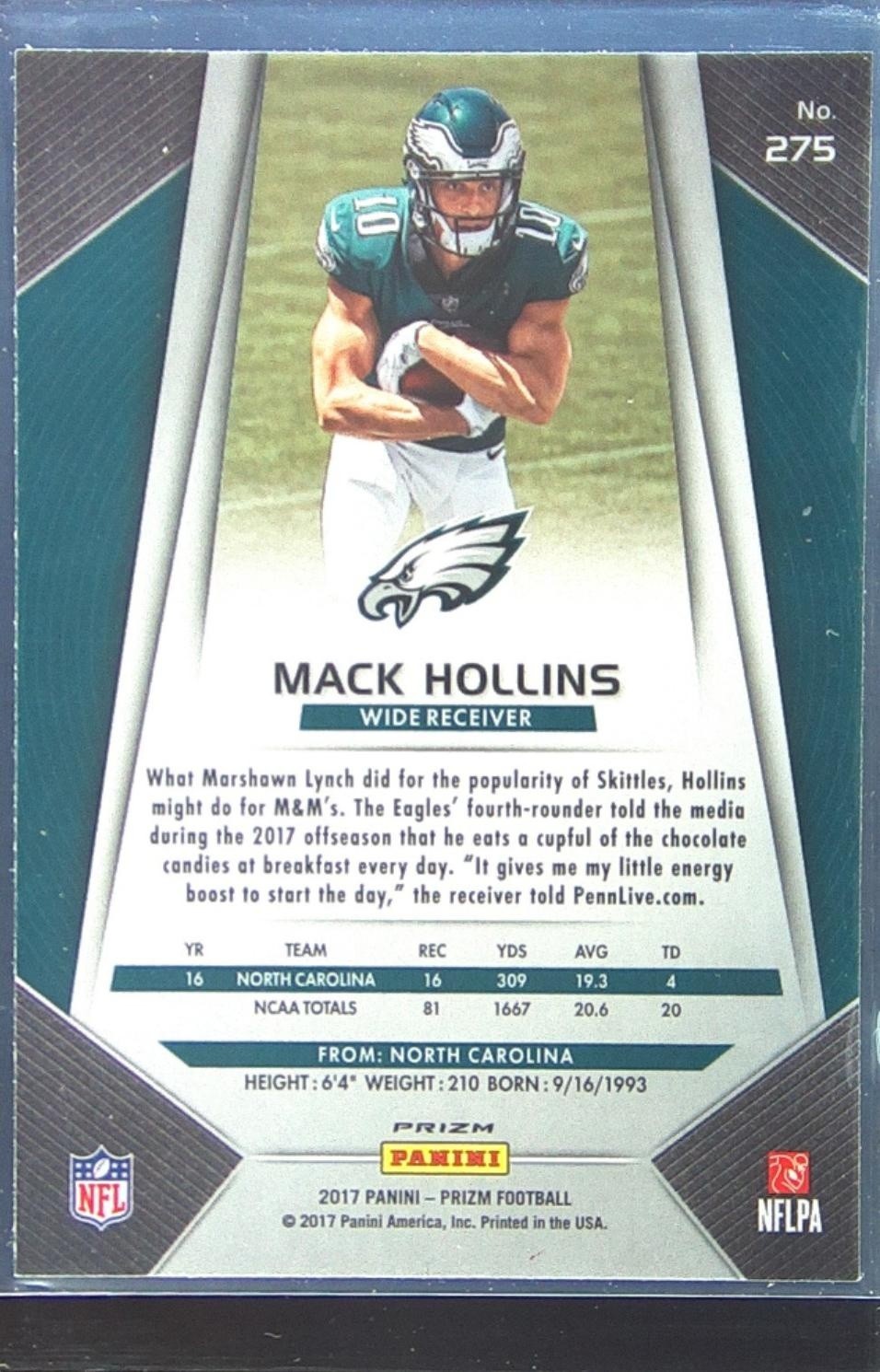 2017 Prizm Mack Hollins Prizm RC #275 Eagles - Image 3