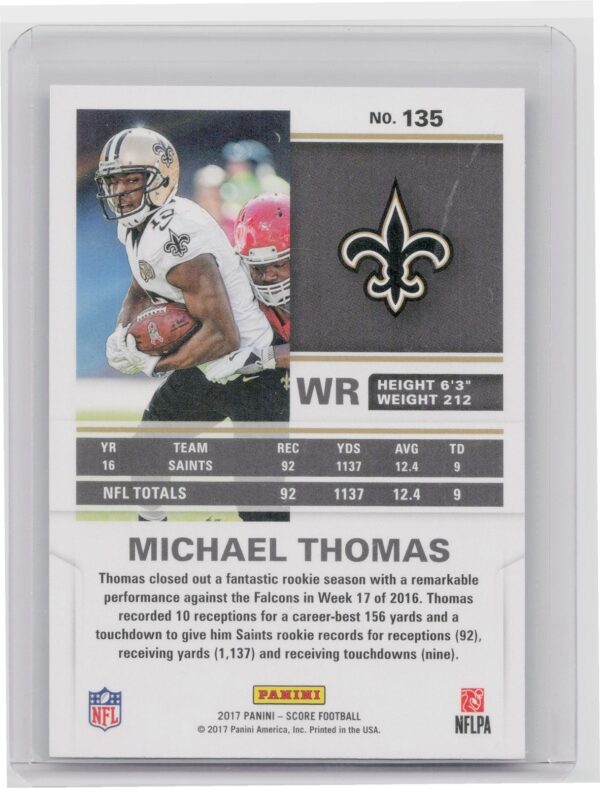2017 Score Michael Thomas Artist's Proof /35 #135 Saints - Image 3