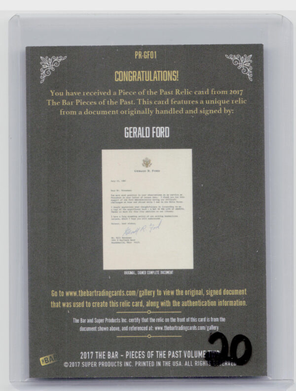 2017 The Bar Pieces of the Past  Volume Two:  Gerald Ford PR-GF01 - Image 3