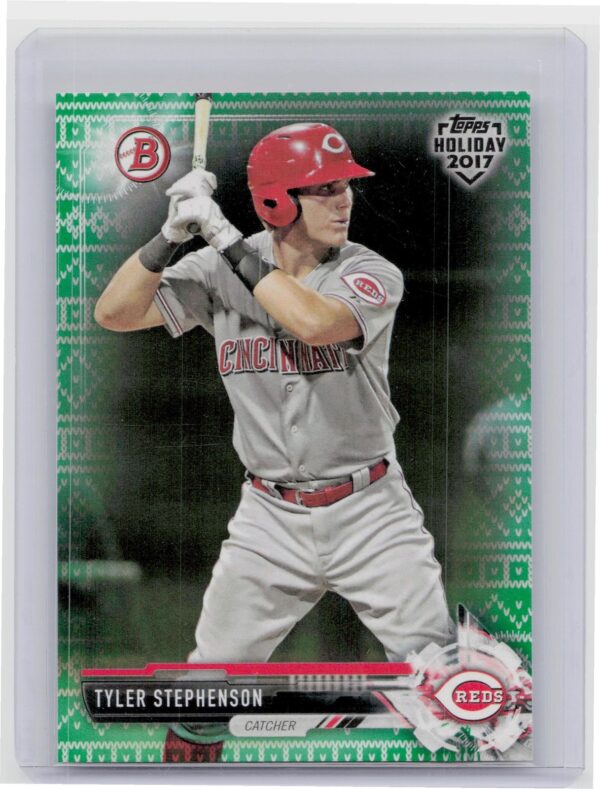 2017 Topps Holiday Bowman Tyler Stephenson Green Holiday Sweater /99 #TH-TS Red