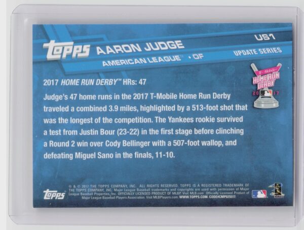 2017 Topps Update Aaron Judge #US1 Yankees - Image 3
