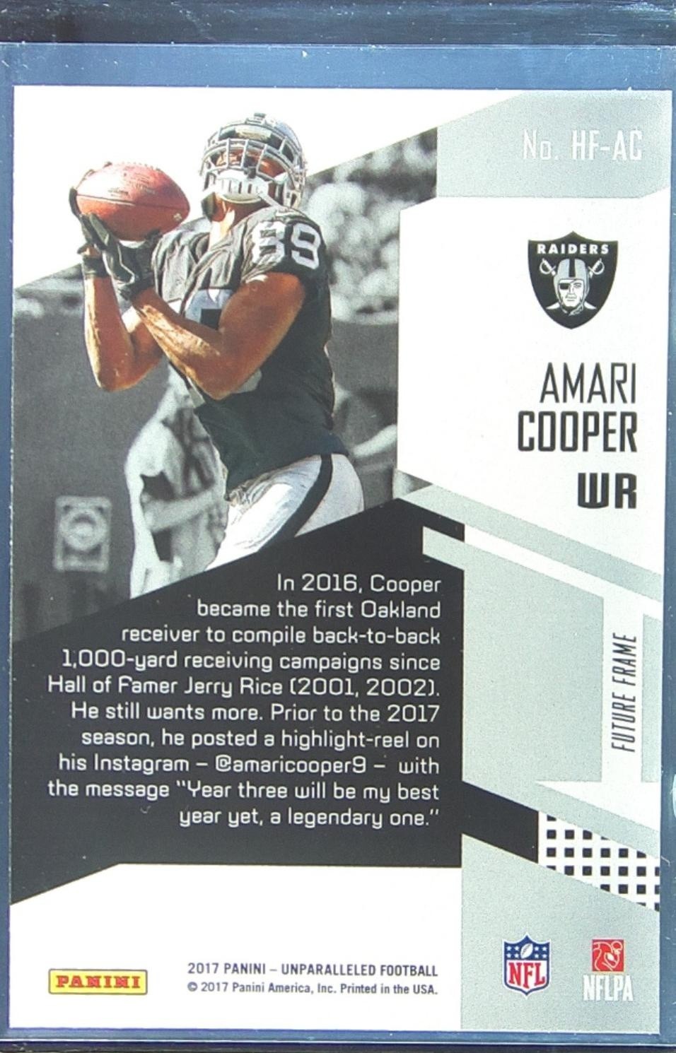 2017 Unparalleled Amari Cooper #HF-AC Raiders High Flyers - Image 3