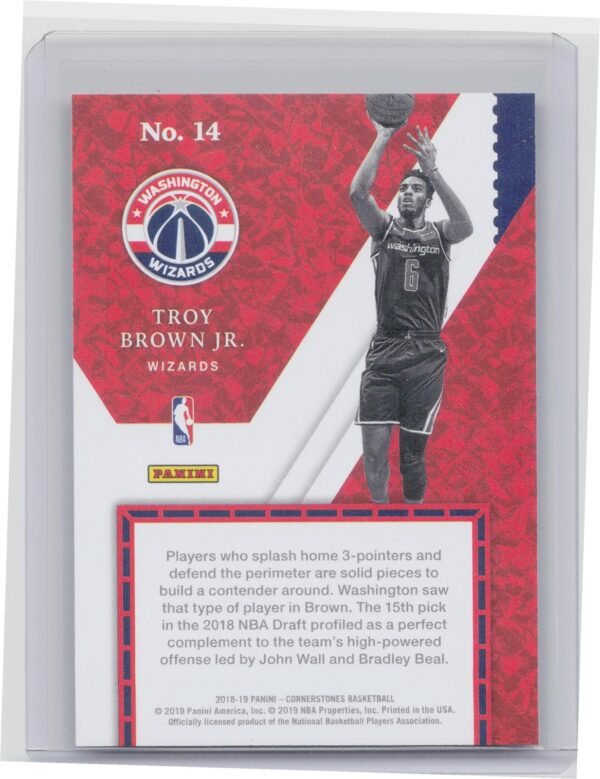 2018-19 Panini Cornerstones Troy Brown Jr. #14 Wizards Startups - Image 3