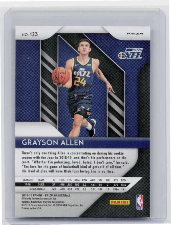 2018-19 Panini Prizm Grayson Allen Prizms Purple Wave #123 Jazz - Image 3