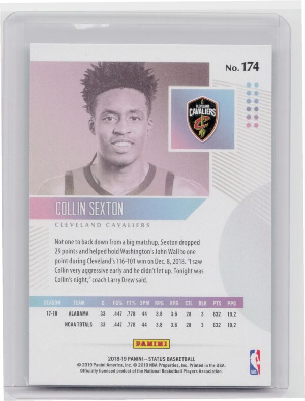 2018-19 Panini Status Collin Sexton RC #174 Cavaliers - Image 3