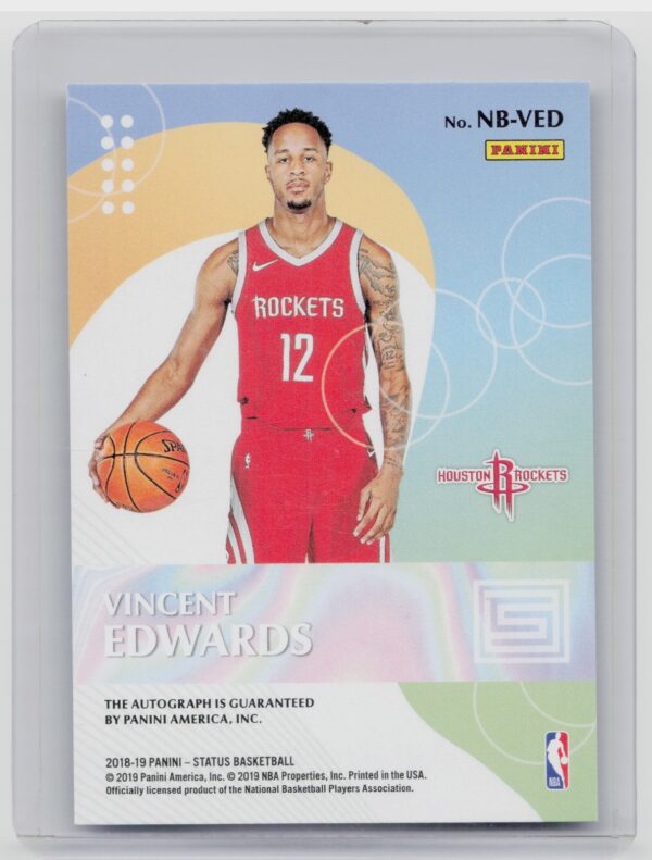 2018-19 Panini Status Vincent Edwards AU #NB-VED Rockets New Breed - Image 3
