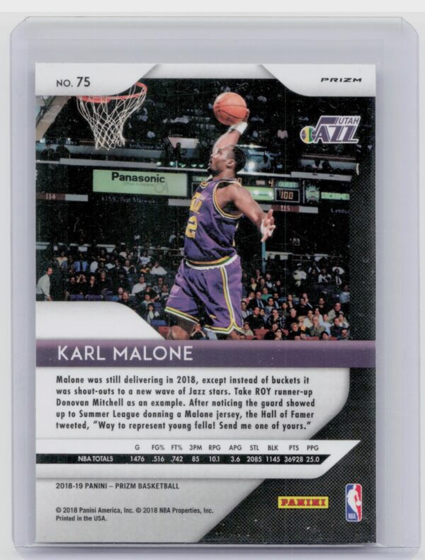 2018-19 Prizm Karl Malone Prizms Hyper #75 Jazz - Image 3