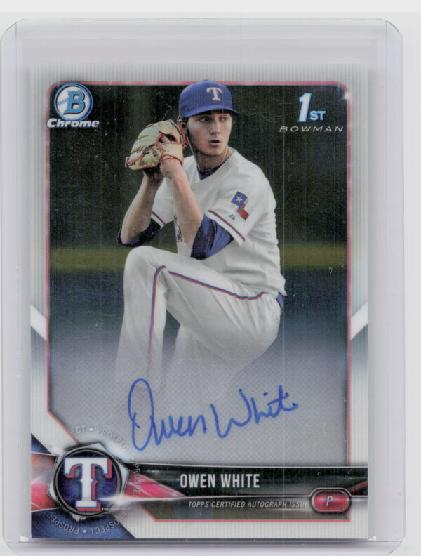 2018 Bowman Draft Owen White AU #CDA-OW Rangers Chrome Draft Pick Autographs