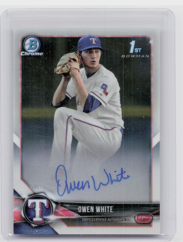 2018 Bowman Draft Owen White AU #CDA-OW Rangers Chrome Draft Pick Autographs