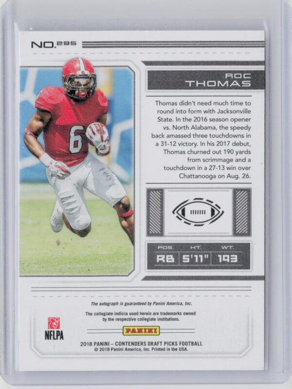 2018 Panini Contenders Draft Picks Roc Thomas #295 Gamecocks - Image 3
