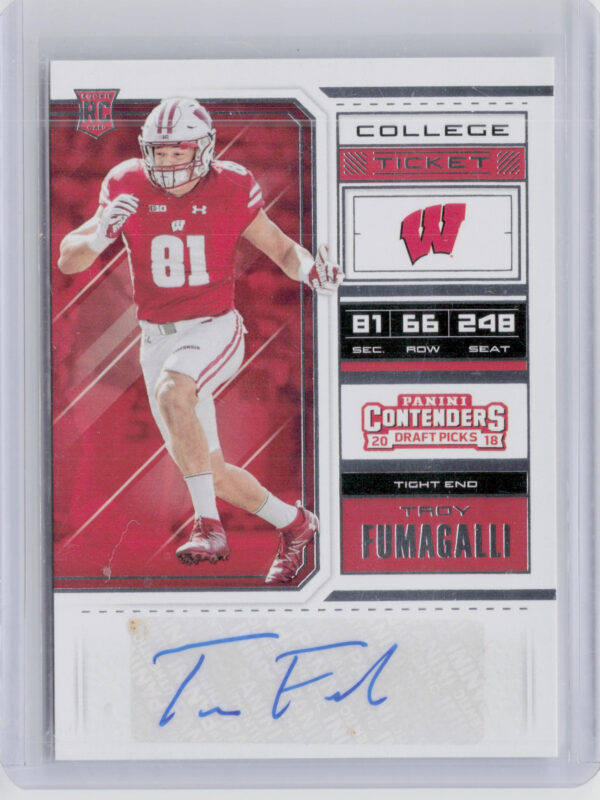 2018 Panini Contenders Draft Picks Troy Fumagalli AU #168 Badgers