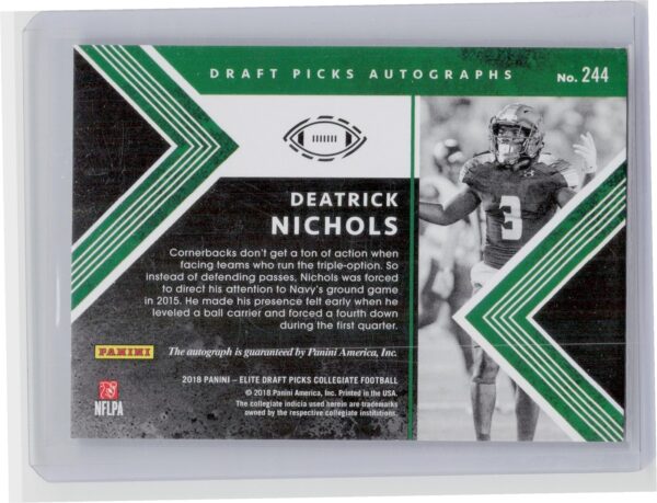 2018 Panini Elite Draft Picks Deatrick Nichols AU #244 Bulls Draft Picks - Image 3
