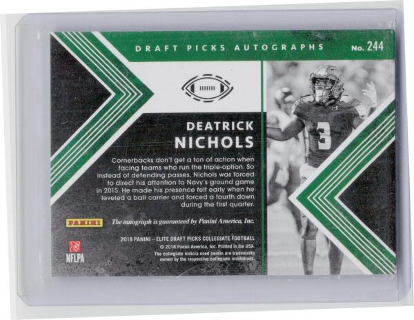 2018 Panini Elite Draft Picks Deatrick Nichols AU #244 Bulls Draft Picks Autogra - Image 3