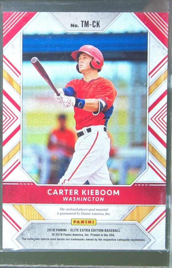 2018 Panini Elite Extra Edition Carter Kieboom /399 JSY #TM-CK Nationals Triple - Image 3