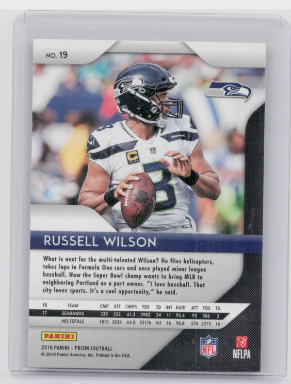 2018 Panini Prizm Russell Wilson #19 Seahawks - Image 3