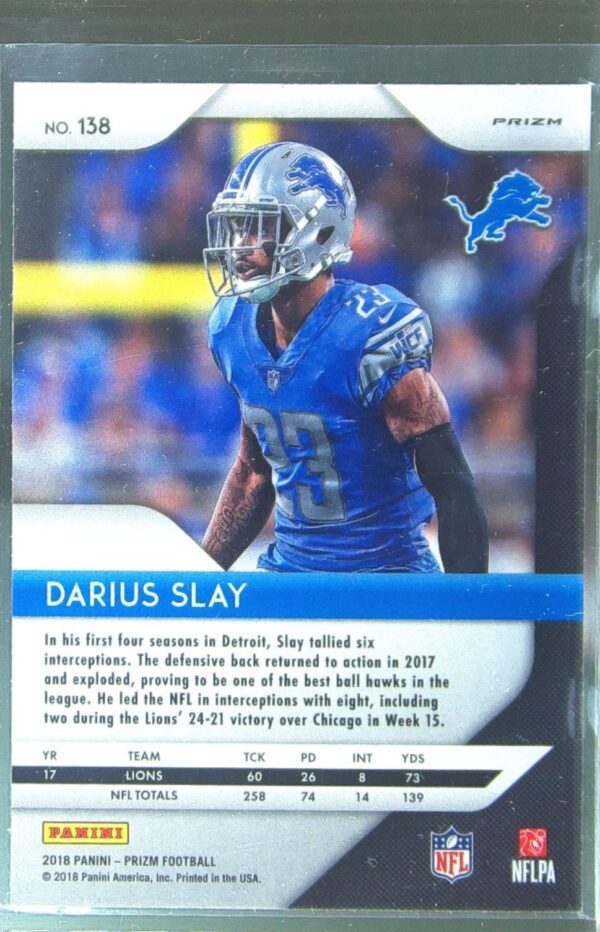 2018 Prizm Darius Slay Prizm Blue Lazer #138 Lions - Image 3