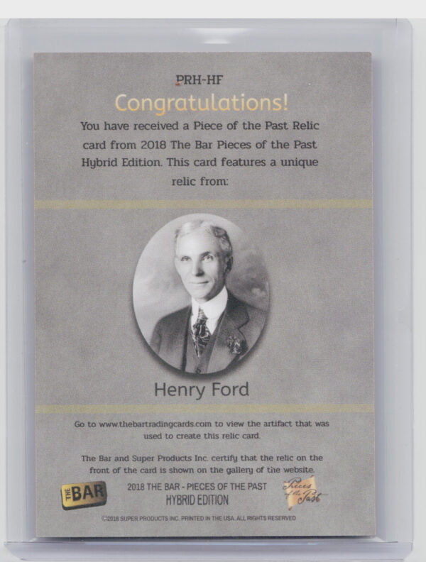 2018 The Bar Pieces of the Past Hybrid Edition:  Henry Ford Relic - Image 3