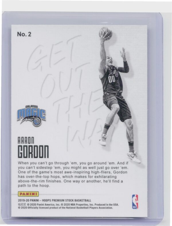 2019-20 Hoops Premium Stock Aaron Gordon #2 Magic Get Out The Way - Image 3