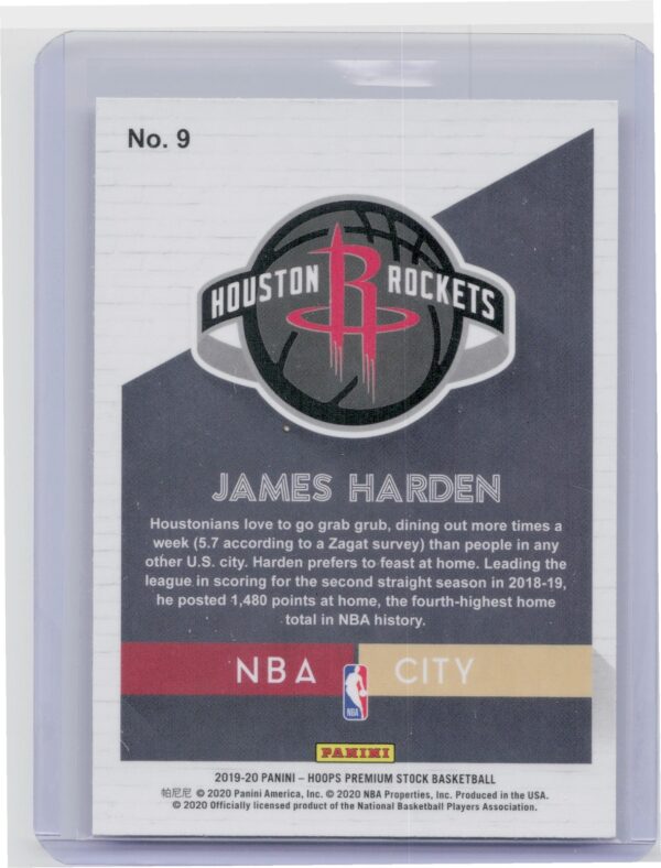 2019-20 Hoops Premium Stock James Harden #9 Rockets NBA City - Image 3