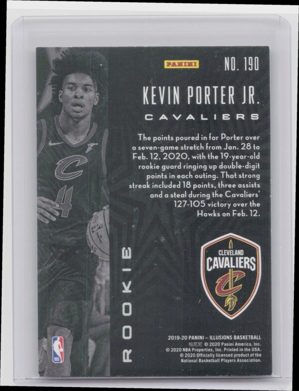 2019-20 Panini Illusions Kevin Porter Jr. RC #190 Cavaliers - Image 3