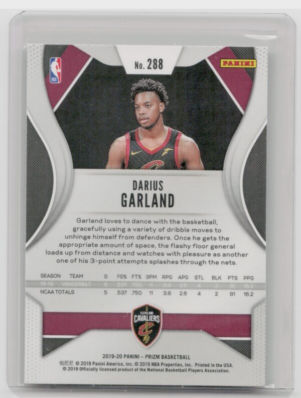 2019-20 Panini Prizm Darius Garland RC #288 Cavaliers - Image 3