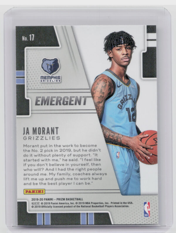 2019-20 Panini Prizm Ja Morant #17 Grizzlies Emergent - Image 3