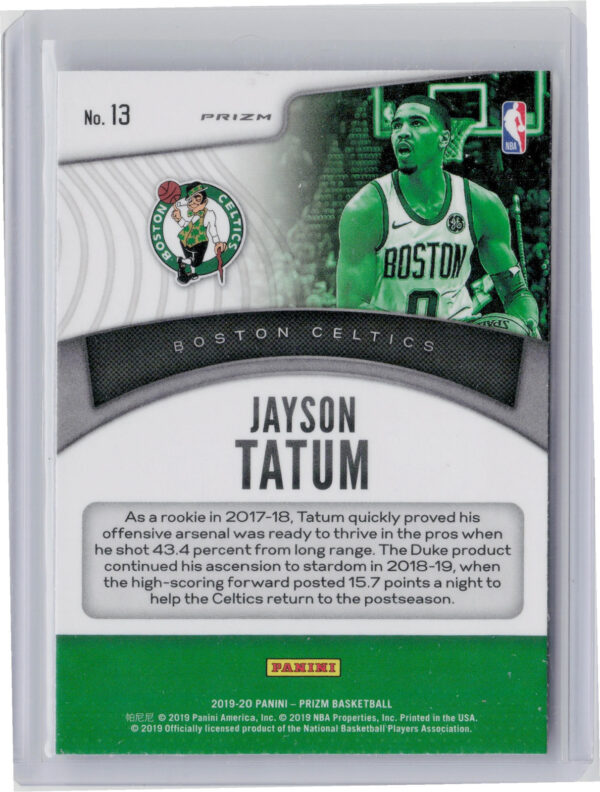 2019-20 Panini Prizm Jayson Tatum #13 Celtics Dominance Green - Image 3
