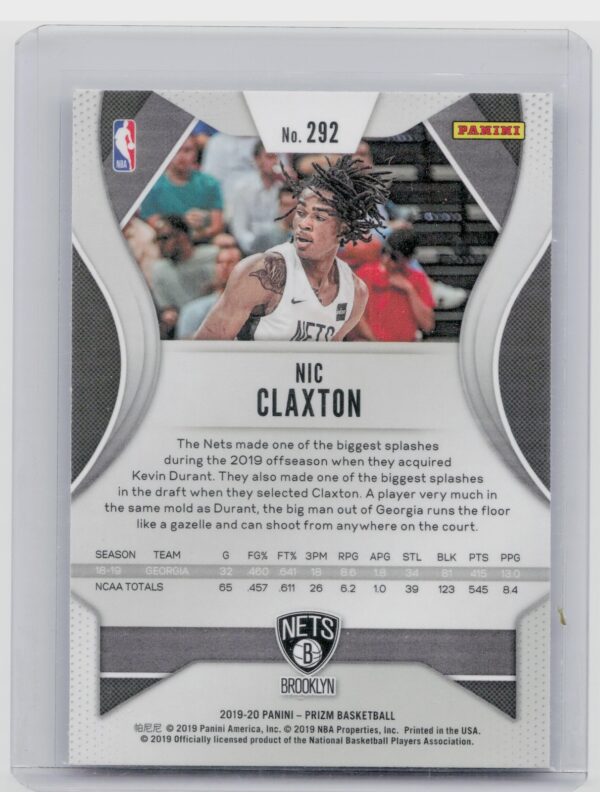 2019-20 Panini Prizm Nicolas Claxton RC #292 Nets - Image 3