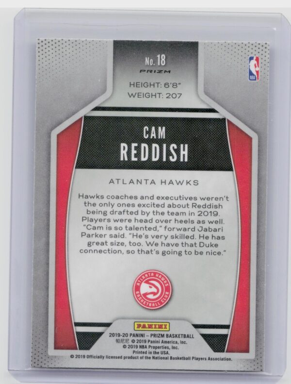 2019-20 Prizm Cam Reddish #18 Hawks Instant Impact Silver - Image 3