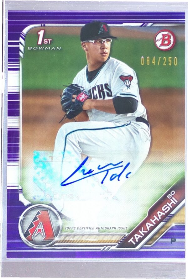 2019 Bowman Bo Takahashi Auto /250 #PA-BT Diamondbacks Prospect Autographs Purpl