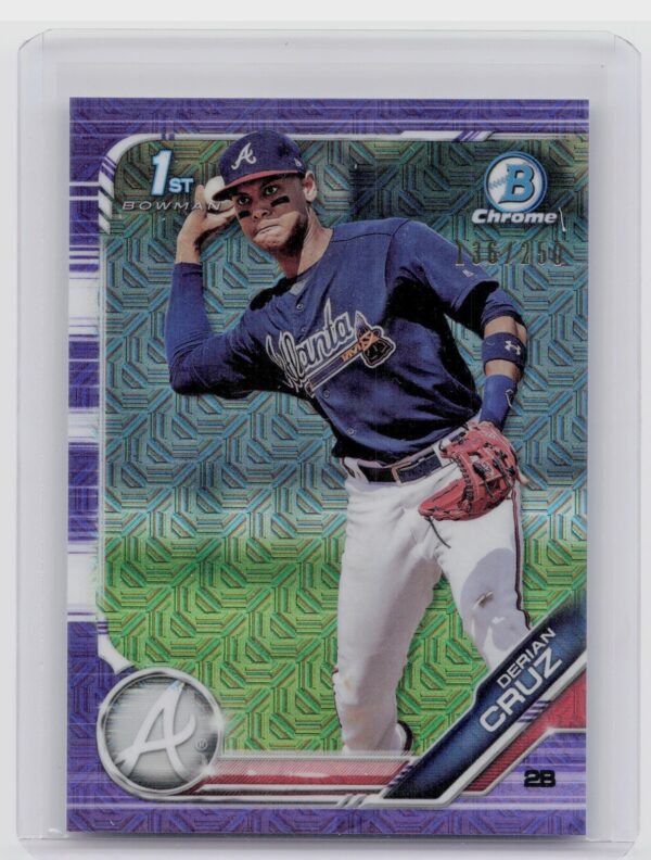 2019 Bowman Derian Cruz SN250 #BCP-11 Braves Mojo Refractors Purple