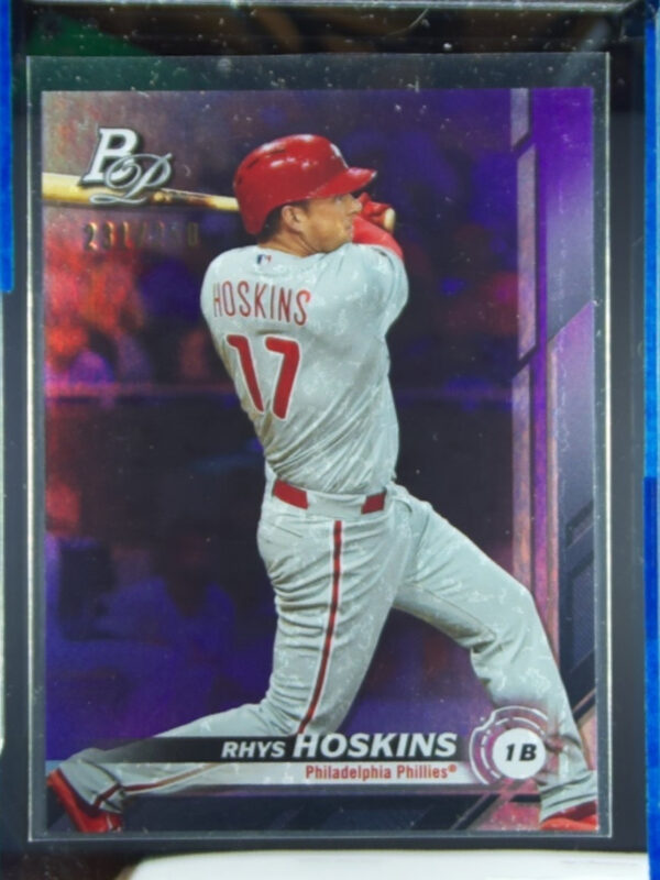 2019 Bowman Platinum Rhys Hoskins Purple SN250 #63 Phillies